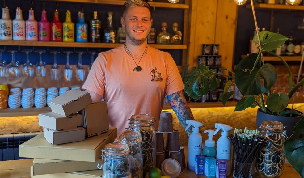 Dominic Jones of Aquarius Bar with some of the eco-friendly products used at Kitlake Farm Owner of Aquarius Bar with some of the eco friendly products used