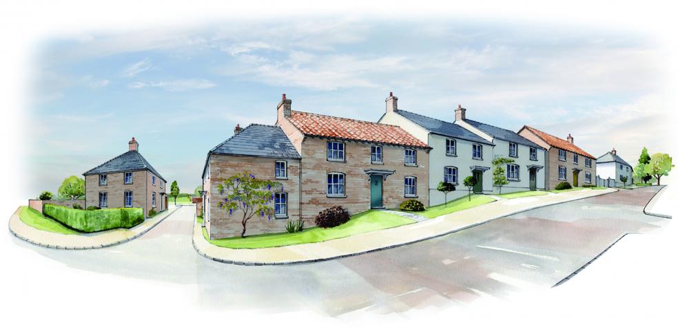(CGI) Street view of 'Lea Place' in Axminster