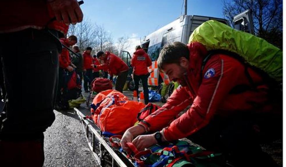 Members of the search and rescue team in action