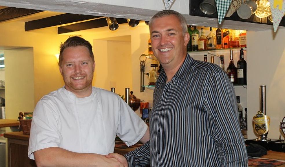 Image one: From left to right, Anton and Chris at the Treby Arms