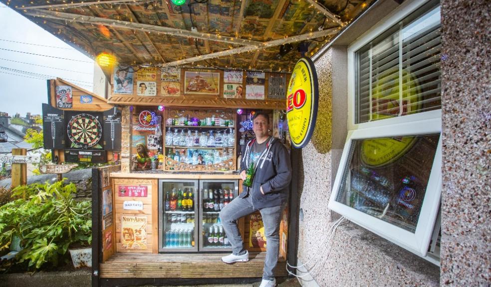 John ‘Bungy’ Williams with his shed: Bungy's Backyard Bar