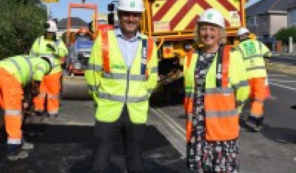 South West Highways Operations Manager Neal Gibson and Councillor Dann view footway resurfacing. Photo: Plymouth City Council