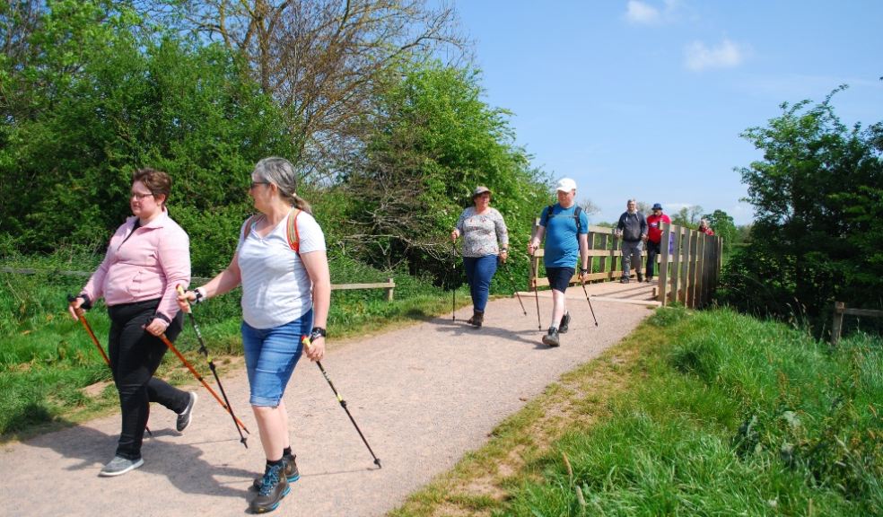 A group enjoy fresh air and exercise with Exe Nordic Walkers at Cranbrook Country Park. Photo: Dominic Caton