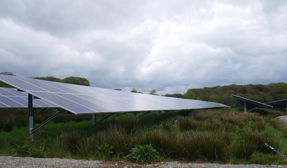 Close up of panels on a Devon solar farm