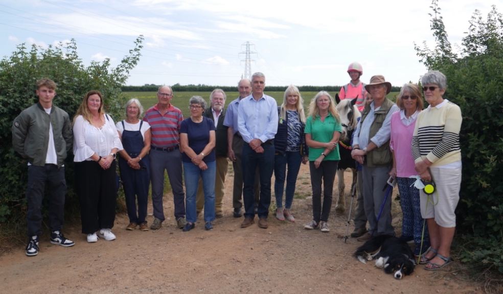 Protestors at Marsh Green with Devon CPRE Director Penny Mills (in green). Photo: Sharon Goble.