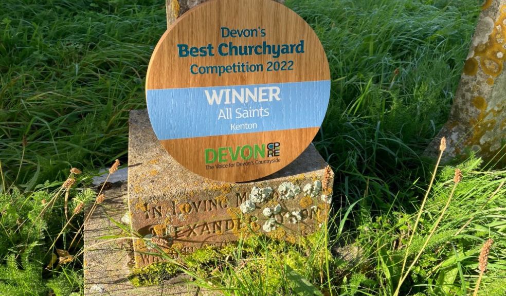 Devon CPRE Best Churchyard 2022 - Winners plaque at All Saints, Kenton. Photo: Sharon Goble.