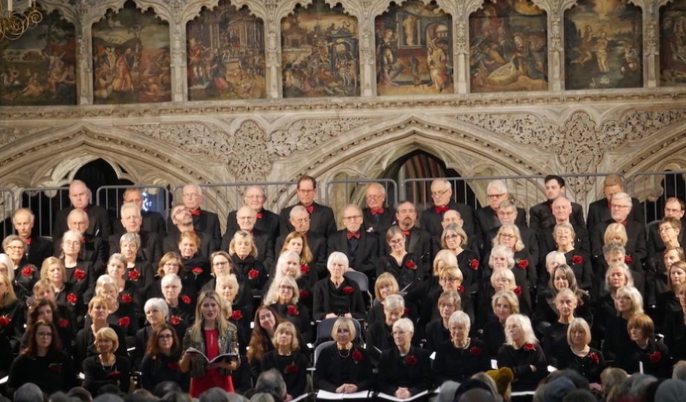 Exeter Philharmonic Choir with soloist Amy Carson at Exeter Cathedral. Photo by Sharon Goble.