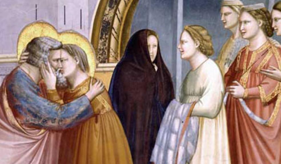 Giotto di Bondone, Meeting at the Golden Gate (detail), 1303-1305, fresco, Arena Chapel, Padua