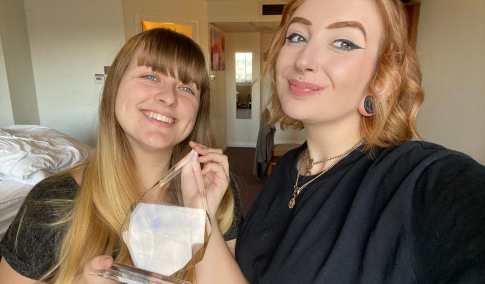 Harriet Moore (left) and Paige Nolan (right) with their Think Student Award
