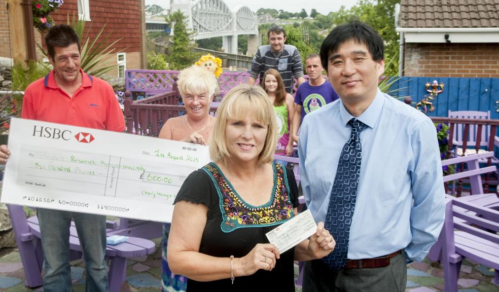 Organiser Liz Fedrick with Dr Shouqing Luo and supporters