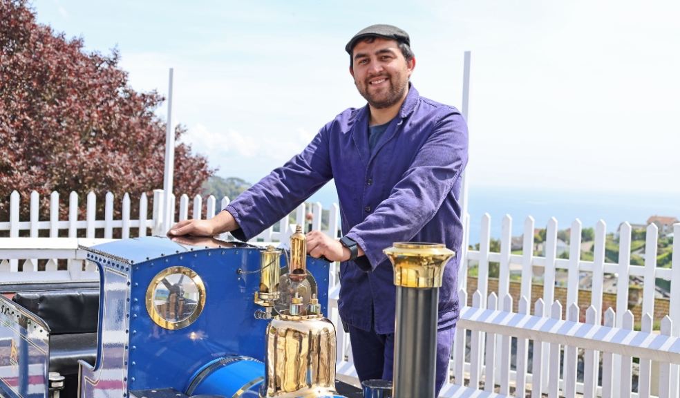 Callum Darraugh and his self-built locomotive, Callum. Photo: Pecorma.