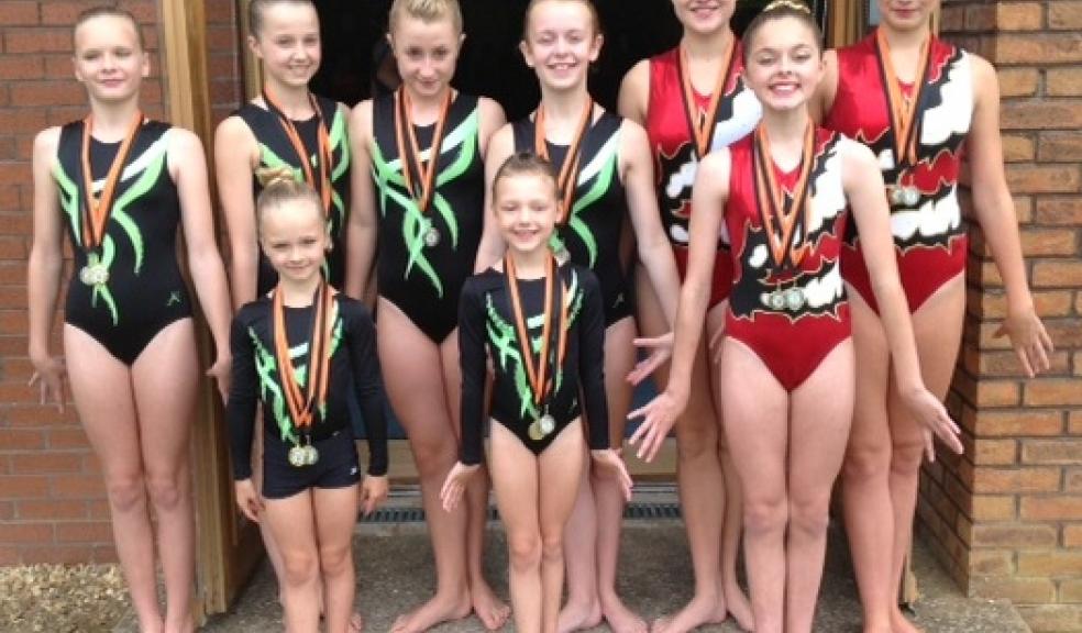 Ivybridge medal winners (L to R) BACK- Maisie Watts, Izabella Podmore, Gemma Hobbart, Jessica Collingwood, Molly Dixon, Charlotte Burton, FRONT - Georgia Hayman, Abi Sandford, Karina Jones