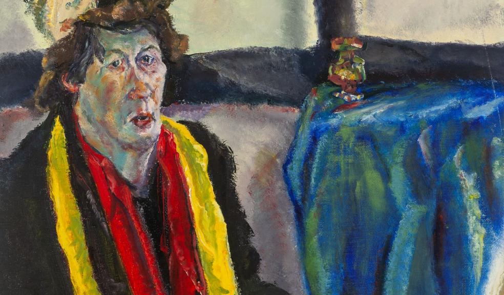 Jean Jones - Blue Table Cloth, Self Portrait Jean Jones - Blue Table Cloth, Self Portrait
