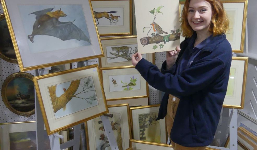 Mary Chilcott with Kenneth Lilly's illustrations Auctioneer with illustrations
