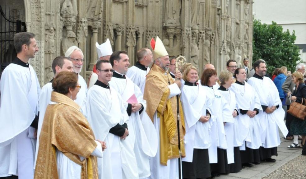 Devon churches' new clergy outside Exeter Cathedral