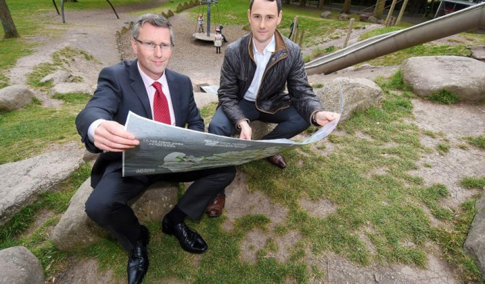 Councillor Patrick Nicholson, Deputy Leader and Cabinet Member for Strategic Transport, Housing and Planning (L) and Plymouth City Council Urban Developer Tom Lowry (R) view plans at Devonport Park. Photo: Plymouth City Council