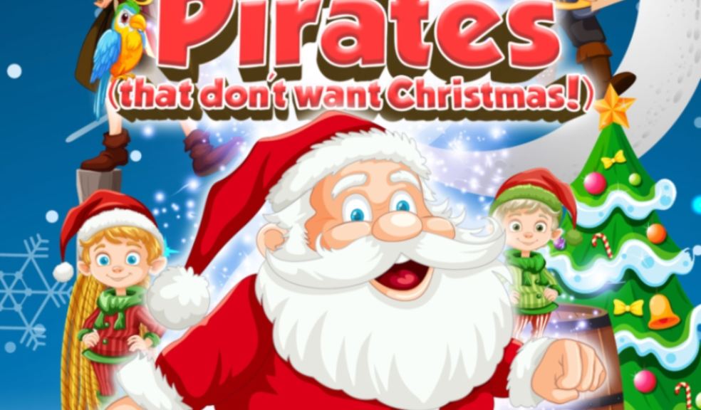 Taunton presents santa and the pirates Santa and the pirates stood together with a title