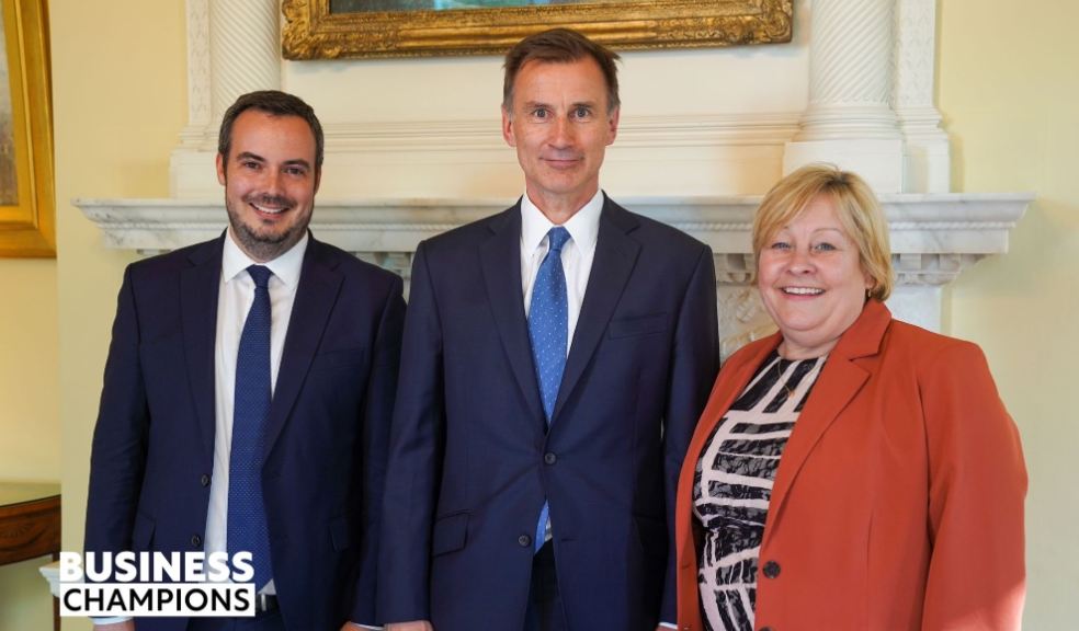 Simon Jupp MP and Julie Hawker MBE with the Chancellor.