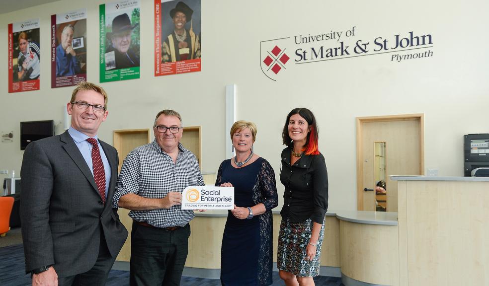L to R: Professor Brendon Noble, Councillor Tudor Evans, Vice-Chancellor Professor Cara Aitchison, Lucy Findlay or Social Enterprise Mark.