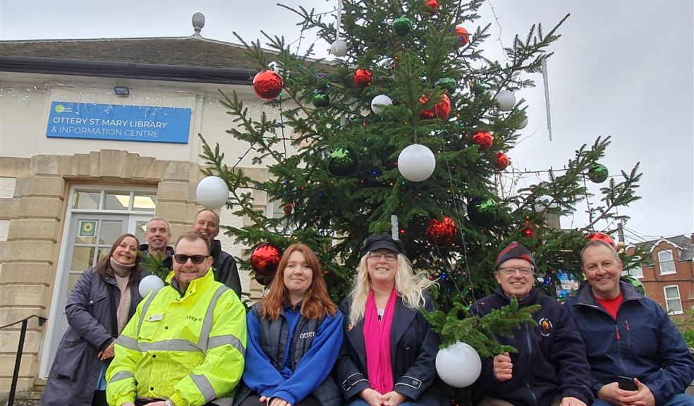 1. L-R Sarah Stewart, Neil Palfrey, Kevin Palfrey, John Giblin, Lucy Wederell, Vicky Johns, Richard Coley, Jeremy Bateson The team that put up the Ottery St Mary Christmas tree