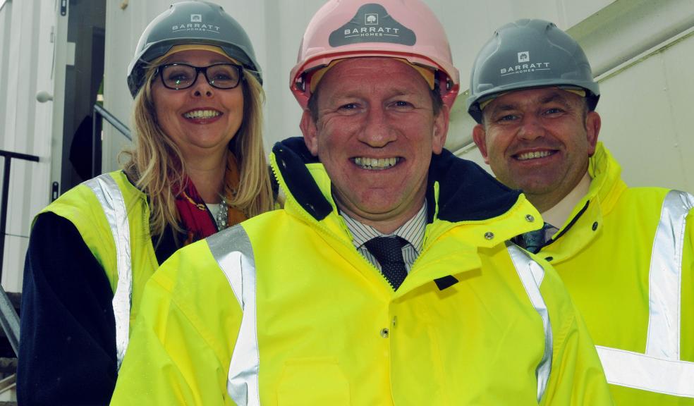 L-R: Barratt sales director Sara Parker, Barratt Homes chief executive David Thomas, and managing director Paul Moran