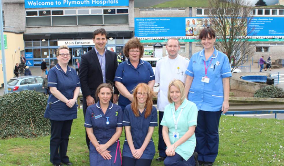 Back row: Mary O'Shea (specialist nurse), Matthew Masoli (Respiratory consultant), Bev Castell (Senior Sister), Mike Rymer (HCA), Clair Cunningham (respiratory nurse). Front row: Claire Young (specialist nurse), Jane Willis-Chan (specialist nurse), Anita Widdecombe (HCA).
