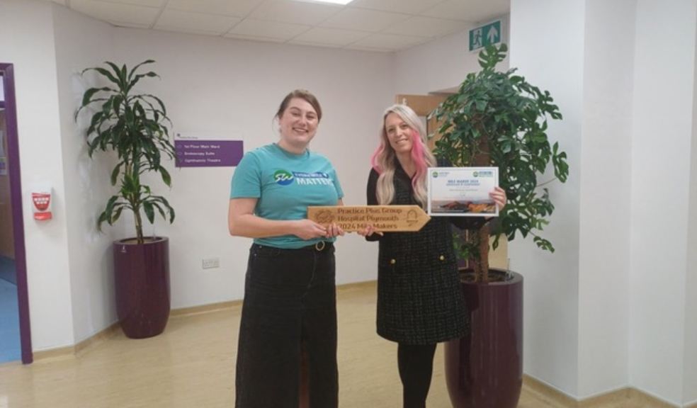 Photo caption: Emma Parkman, SWCP presents Mile Maker award to Sarah Fell, Hospital Director, Practice Plus Group Hospital, Plymouth.