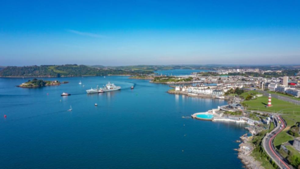 Photo caption: Plymouth Hoe overlooking Plymouth Sound, and the beautiful, grade II listed art deco Tinside Lido