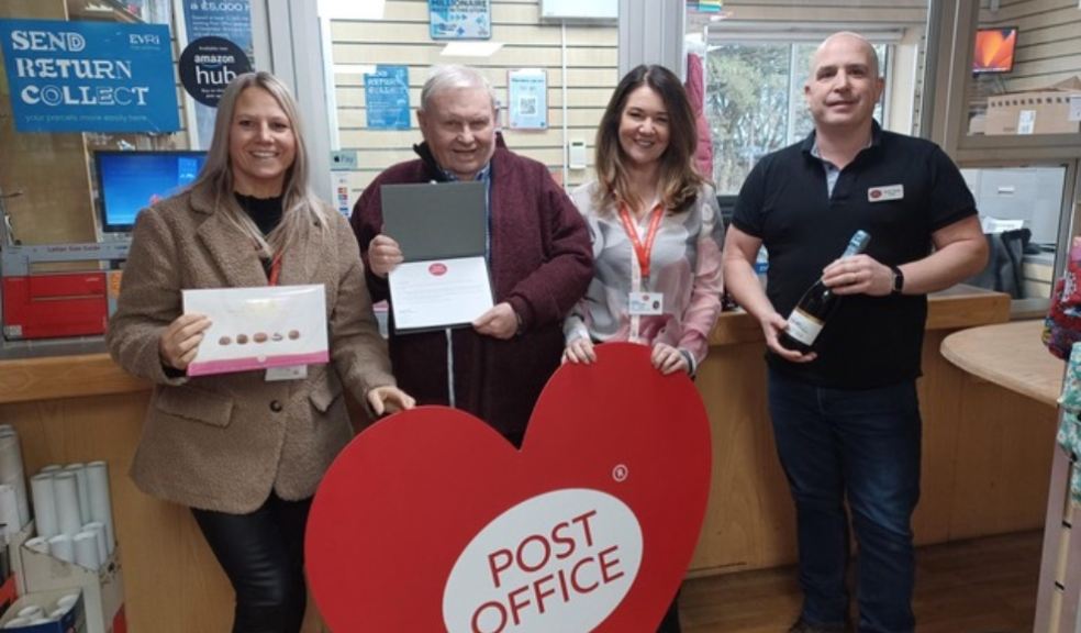 Photo caption:L-R: Post Office Area Manager Nicola Ballard, Exeter Road Postmaster Roger Honey, Post Office Regional Manager Debbie Mickleborough and Jamie Davey, who has worked at the branch for 26 years.
