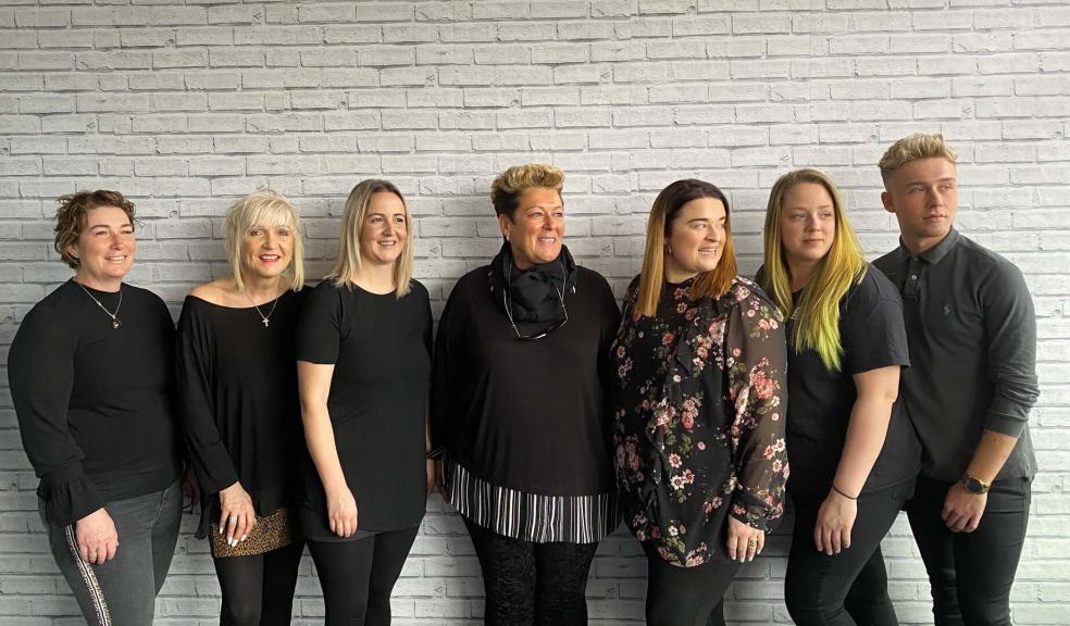 Mary Pugsley MBE, founder of the Hair@theAcademy with her team (Pre Covid-19) Hair@theAcademy