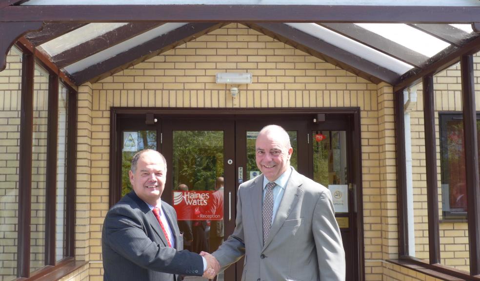 Photograph by Glen King PR: Vince Edwards and John Edwards outside Haines Watts North Devon LLP, Bideford Head Office