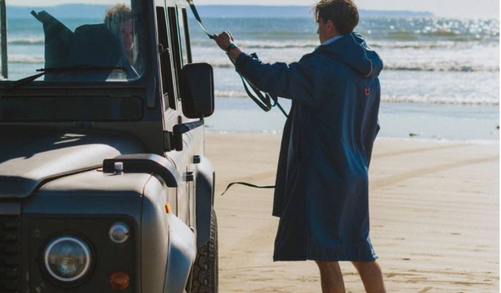 Photo caption: D-Robe Model wears D-Robe Beaufort Robe in Admiral Navy