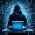 Scammer on his computer