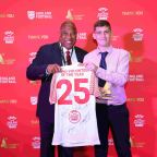 Young Volunteer Of The Year Lleyton Canning presented with his award by John Barnes.