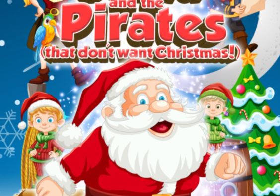 Santa and the pirates stood together with a title