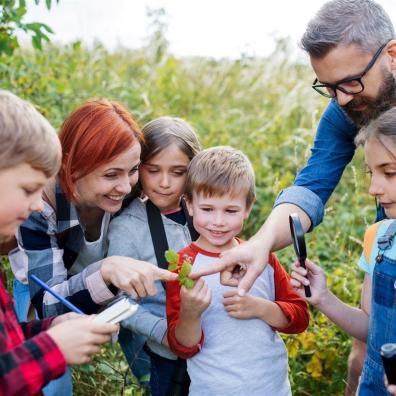 Teachers outdoors with learners