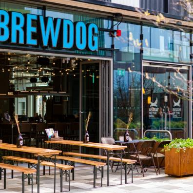 Image of outdoor seating at BrewDog at The Barcode