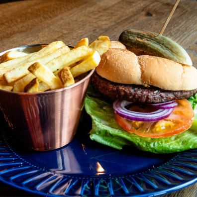 Burger and chips