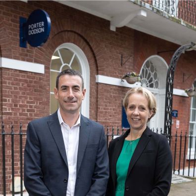 David Culshaw, Partner and Head of Porter Dodson's Exeter Corporate Commercial team, and Kate James,