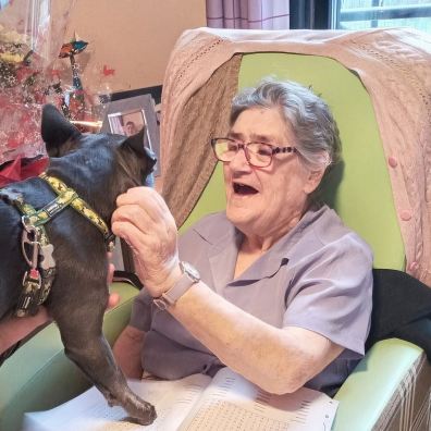 Dudley with resident Lucy Moore