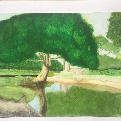 One of the winning paintings 'Mannings Pit' by Graciella Sillence-Dreyer from Barnstaple's Pilton Bl
