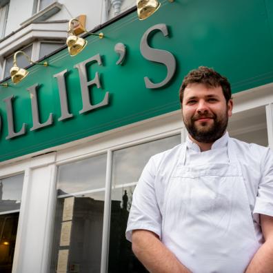 Ollie Williamson outside Ollie's Restaurant in Torquay