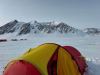 expedition tent in Antarctica pitched on ice and snow