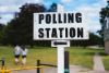 Polling station sign and direction arrow